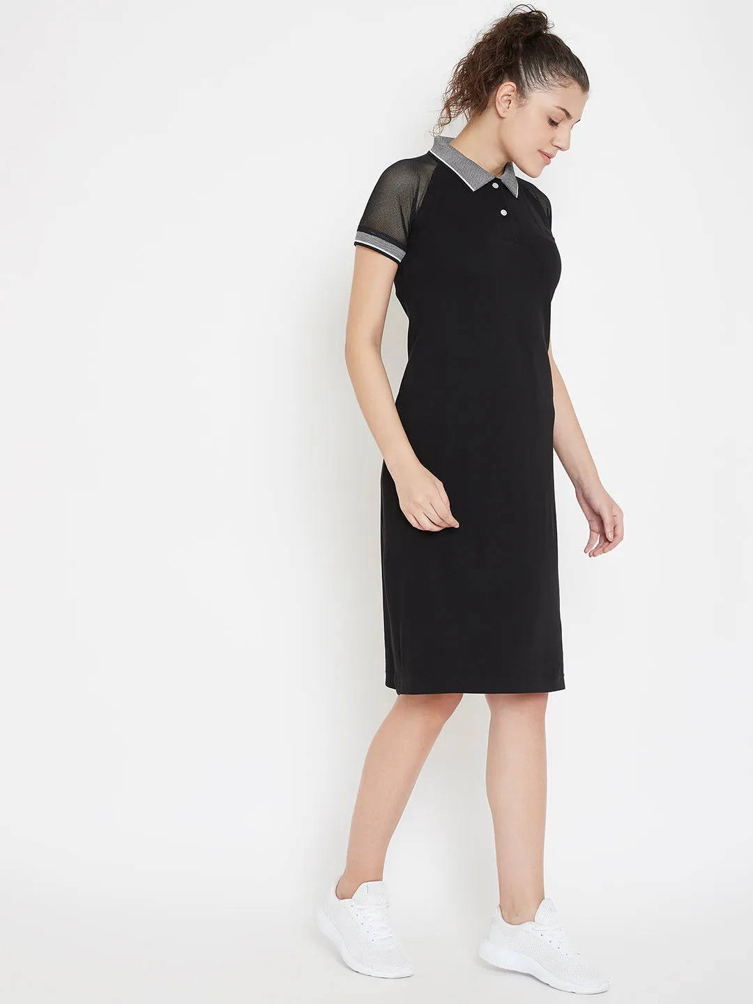 JUMP USA Women Solid Black T-shirt dress