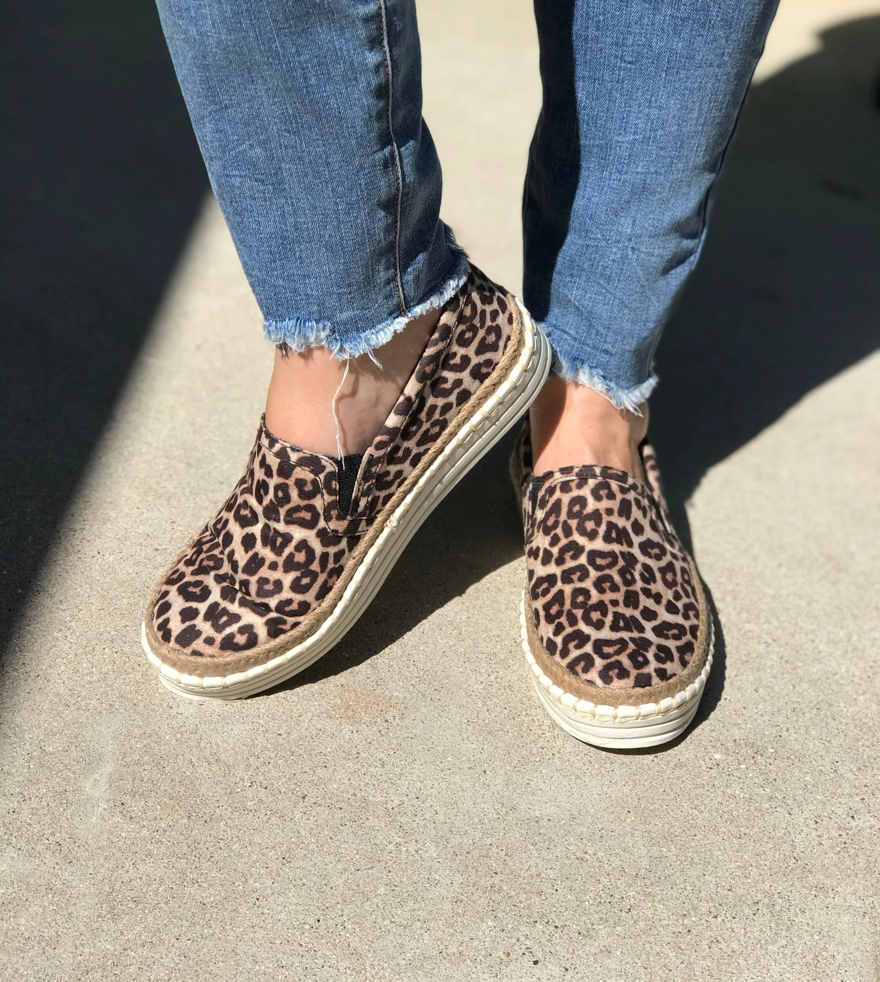 Leopard Linen Slip On Sneaker
